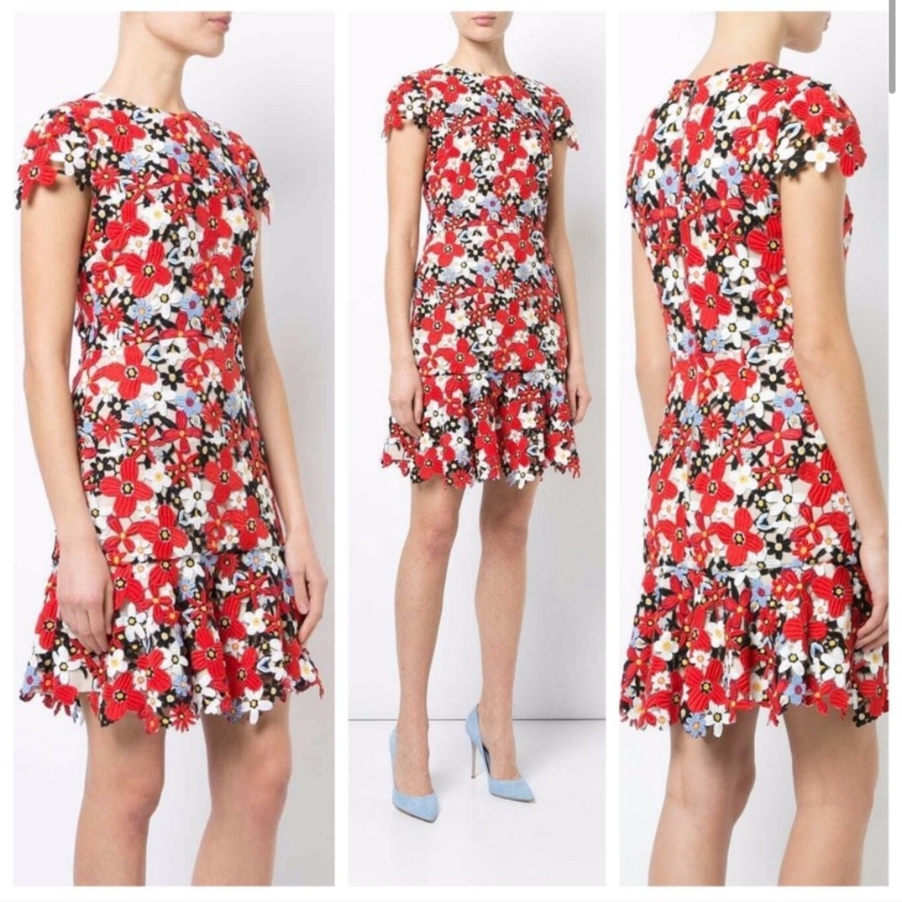 Alice + Olivia Floral-Lace Embroidered Dress NWT